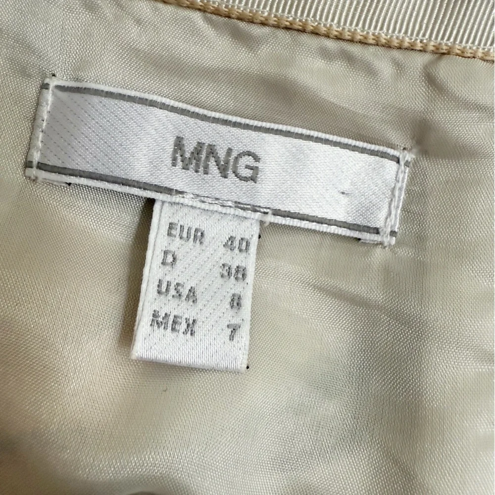 MNG Mango Peach & Green Floral Cream A-line Skirt Size 8